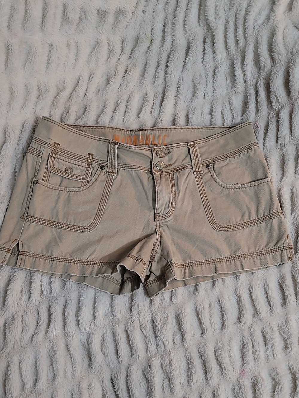 Hydraulic Women's Beige/Tan Low-Rise Cotton Jean Shorts